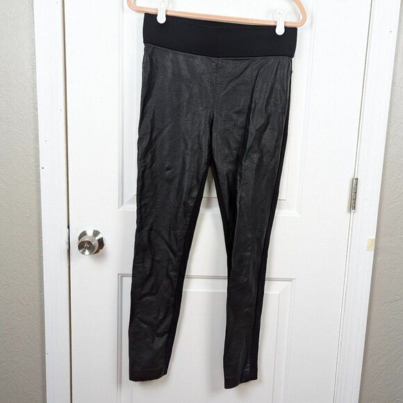 Club Monaco | Black Coated Front Leggings Size 8 - Picture 2 of 7